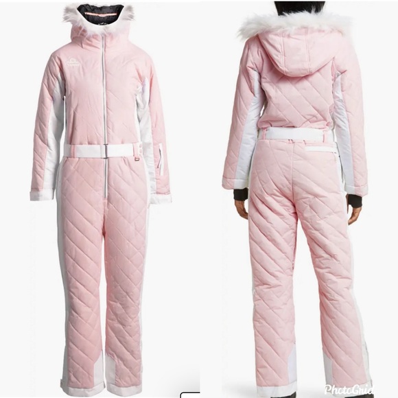 Tipsy Elves Jackets & Blazers - Tipsy Elves Snowsuit Ski Women Hood Pink Waterproof Ski Suit Faux Fur Medium NWT